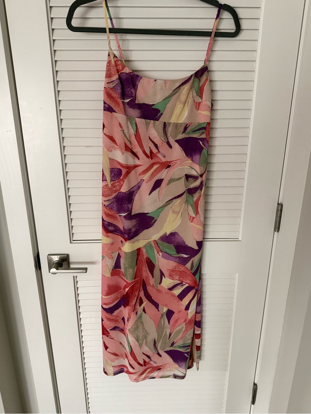 Wayf Pink Multicolor Tropical Slip Dress